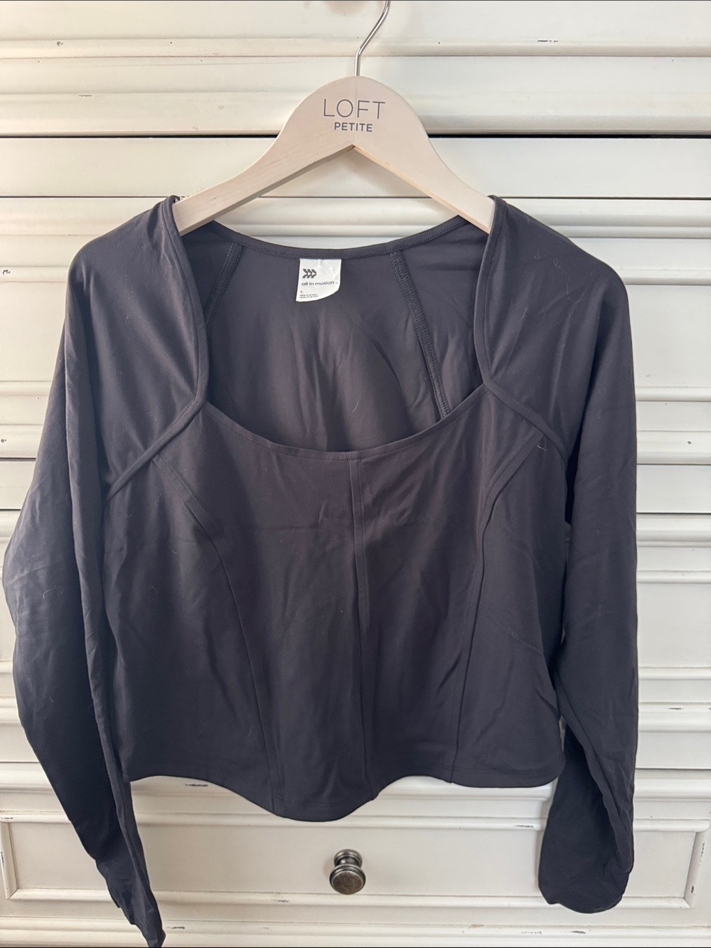 all in motion Black Long-Sleeve Scoop Neck Top